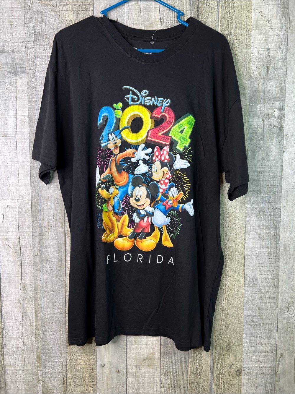 Disney XL(46-48) Black Crewneck Short Sleeve T-Shirt 2024 Florida
